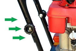 Detail výškového nastavení řídítek bubnové sekačky DS-521B Líza 60