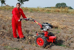 Vyorávač brambor při práci