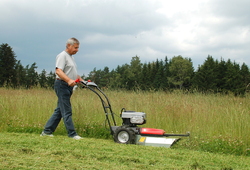 F-550B brush cutter with mulching blade at work