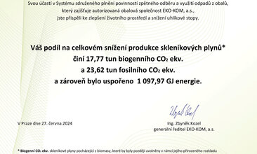 Osvědčení o úspoře emisí
