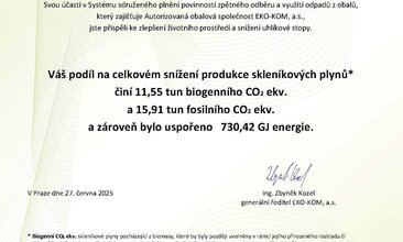 Osvědčení o úspoře emisí 2024